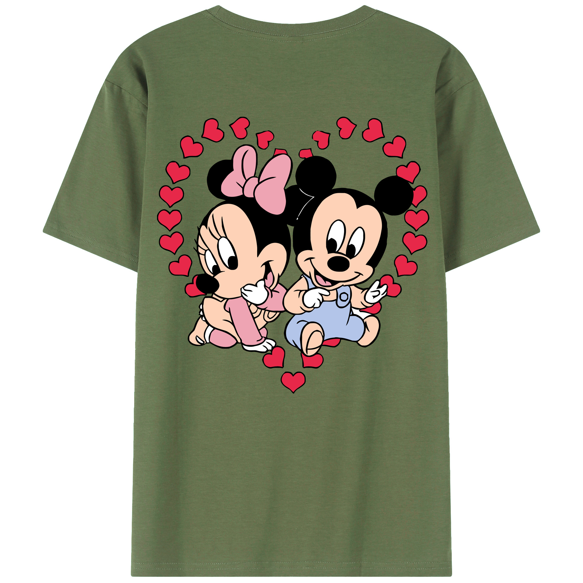 ミッキーマウス Mickey Mouse 綿100％ メンズ半袖Tシャツ（バックプリント） 通気性